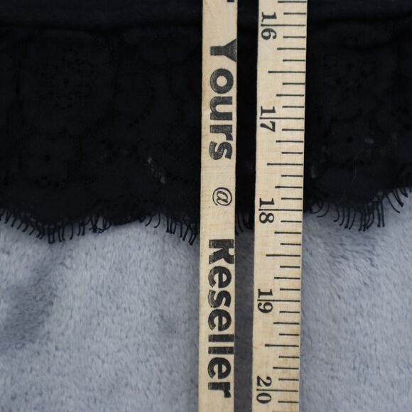 AC DC Sweatshirt Womens M Black Lace Trim Hem Drawstring Hoodie Activewear - Picture 7 of 16